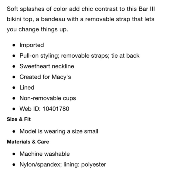 Sz M Bar III Feathered Daze Bandeau Top & Cheeky Bottoms Bikini - Picture 7 of 8